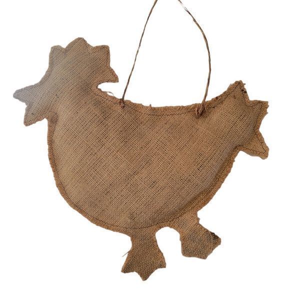 Burlap hanging chicken rooster colorful boho rustic Farmhouse - Picture 2 of 4